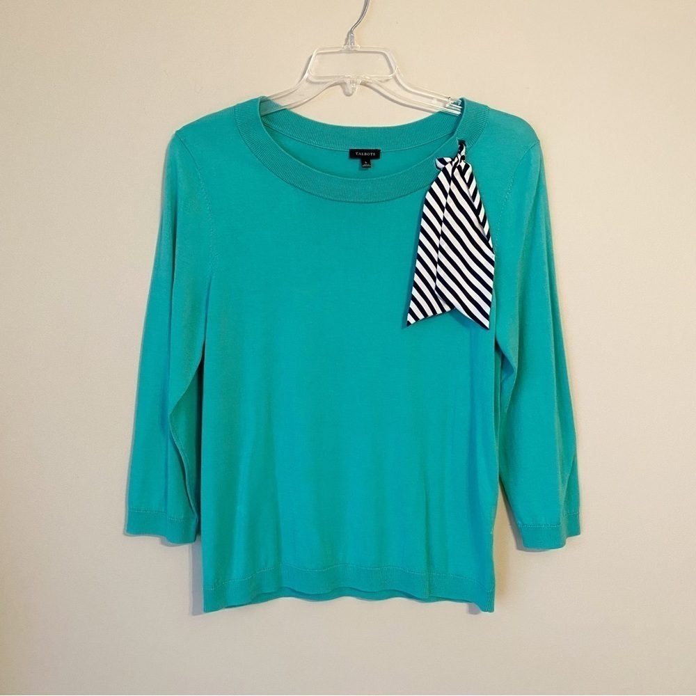 Talbots Silk Tie Lightweight 3/4 Sleeve Sweater - Large